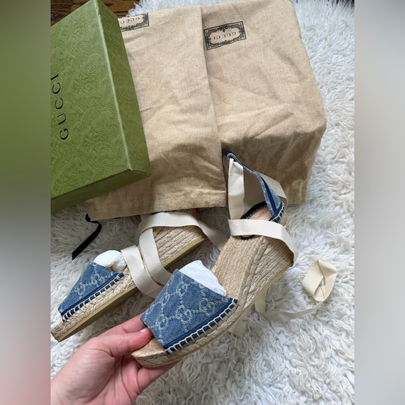 Stylish Blue Espadrille Wedges